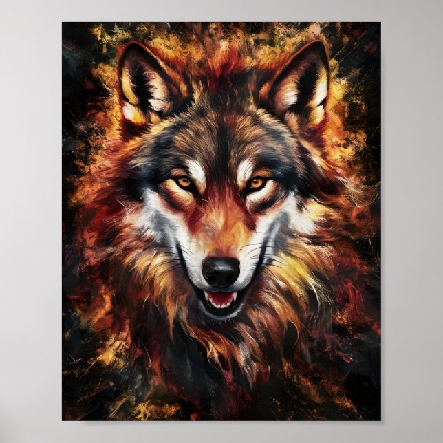 Affiche Portrait de loup en feu (Devant)