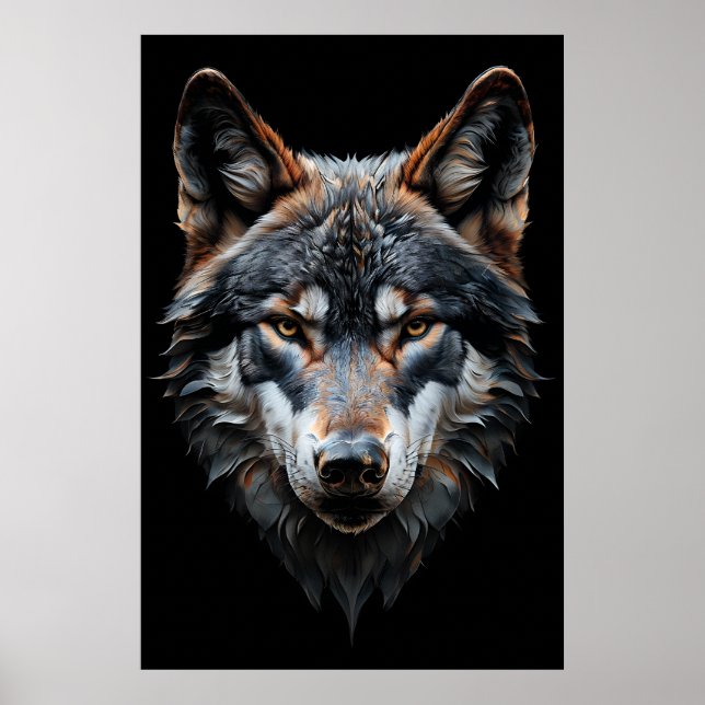 Affiche Portrait de loup majestueux - Art animal hyperréel (Devant)