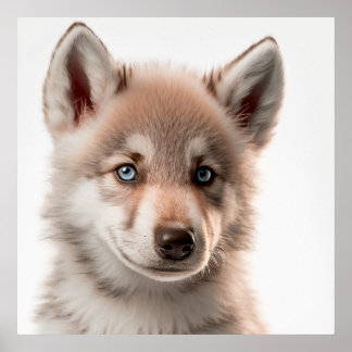 Affiche Portrait de louveteau mignon | Carré 1:1