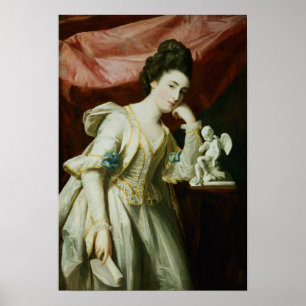 Affiche Portrait de Madame avec une statuette de cupidon