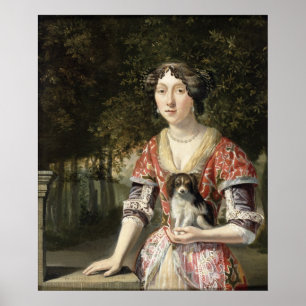 Affiche Portrait de Madame Wearing une robe rouge et