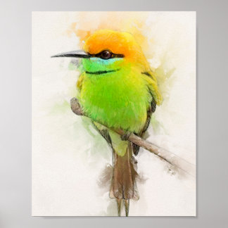 Affiche Portrait de mangeur d'abeilles vert