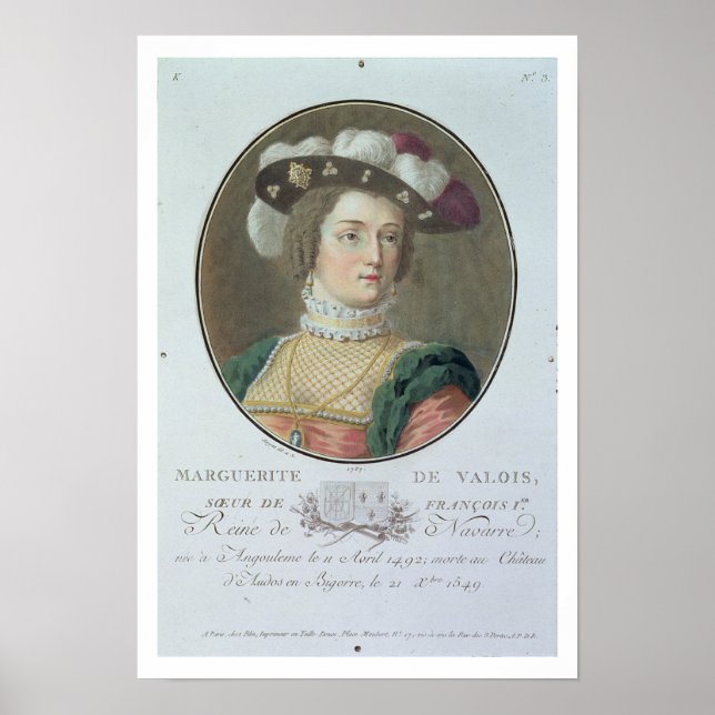 Affiche Portrait de Marguerite de Valois (1492-1549), 1787 (Devant)