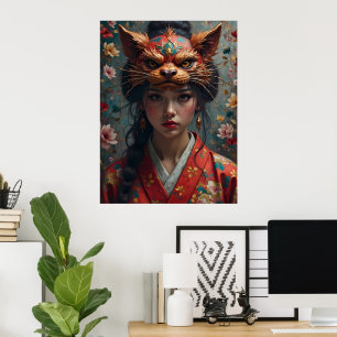 Affiche Portrait de masque Kitsune Ornat