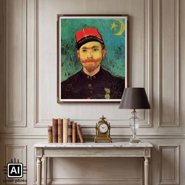 Affiche Portrait de Milliet, l'amant par Vincent van Gogh (Portrait of Milliet, Second Lieutenant of the Zouaves by Vincent van Gogh is a vintage portrait.)