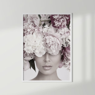 Affiche Portrait de mode floral Rose poussiéreux