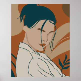 Affiche portrait de mode trandy avec couleur boho