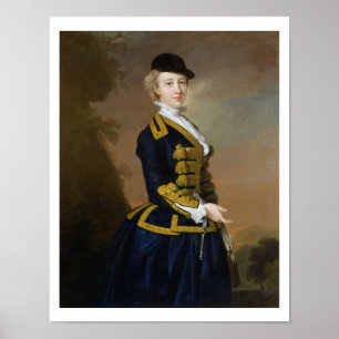 Affiche Portrait de Nancy Fortesque portant une ri bleu fo