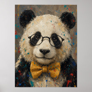 Affiche Portrait de panda en peinture à l'huile élégant — 