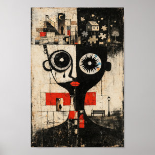 Affiche Portrait de paysage mental surréaliste abstrait su