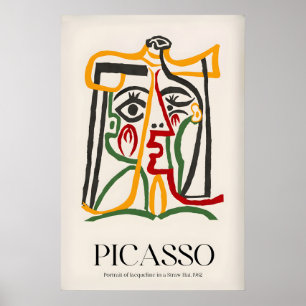 Affiche Portrait de Picasso Jacqueline Chapeau de Paille96