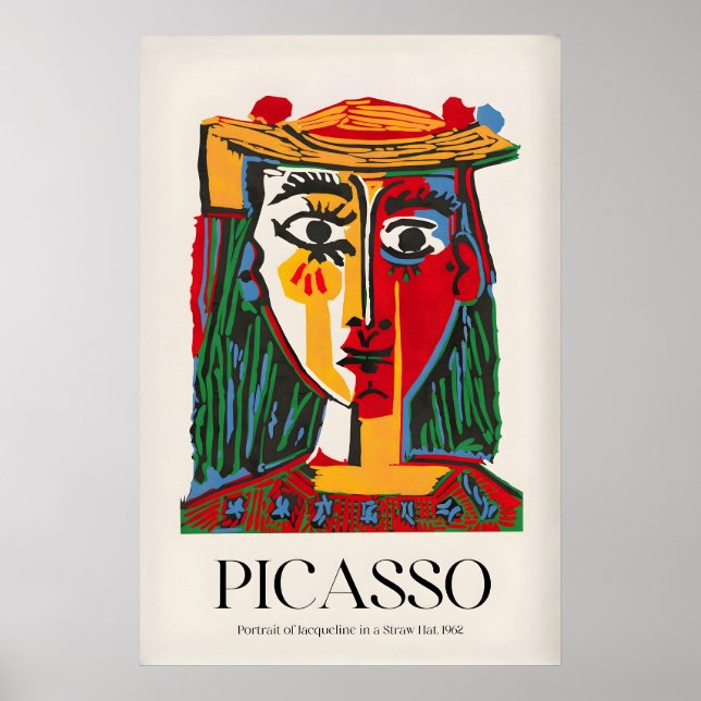 Affiche Portrait de Picasso Jacqueline Chapeau de Paille96 (Devant)