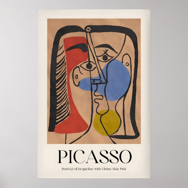 Affiche Portrait de Picasso Jacqueline Cheveux Brillants96 (Devant)