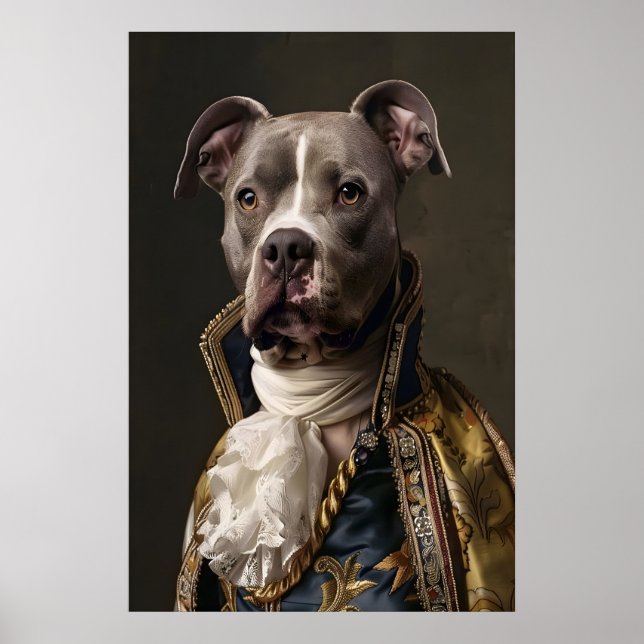 Affiche Portrait de Pitbull de la Renaissance, Art de chie (Devant)