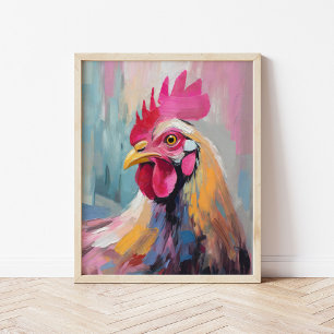Affiche Portrait de poulet Art Abstrait moderne