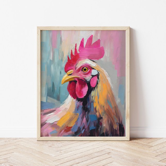 Affiche Portrait de poulet Art Abstrait moderne (Créateur téléchargé)