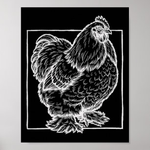 Affiche Portrait de poulet Cochin - Oiseau de ferme vintag