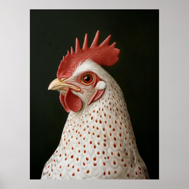 Affiche Portrait de poulet tacheté (Devant)