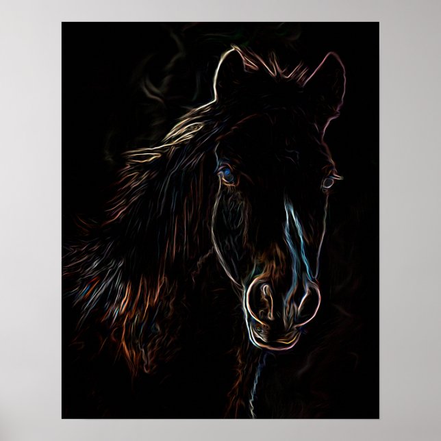 AFFICHE PORTRAIT DE PROFIL D'UN CHEVAL (Devant)