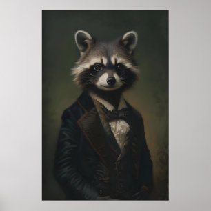 Affiche Portrait de Raton Laveur Victorien, Estampe d'Art
