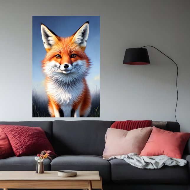 Affiche Portrait de renard rouge cool et adorable | Art AI (Créateur téléchargé)