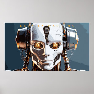 Affiche Portrait de Robot en Or Blanc Deus Ex Machina