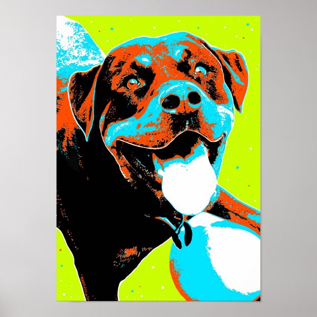 Affiche Portrait de Rottweiler brillant et amusant (Devant)
