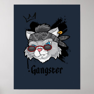 Affiche Portrait de rue Gangster Cat