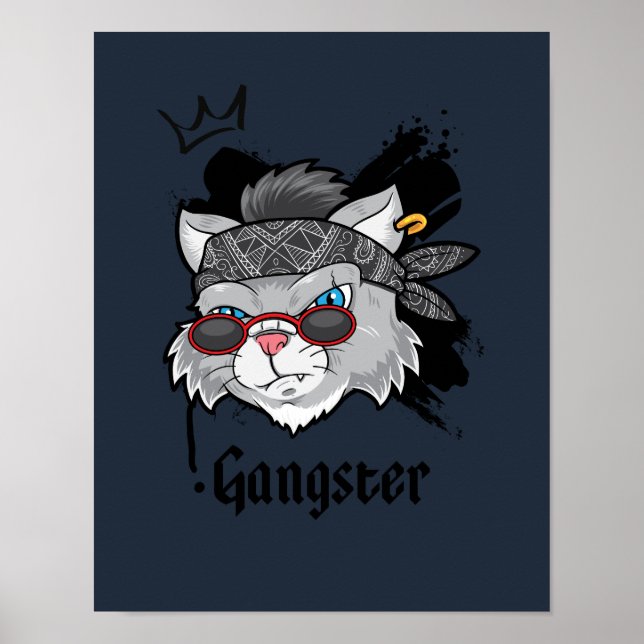 Affiche Portrait de rue Gangster Cat (Devant)