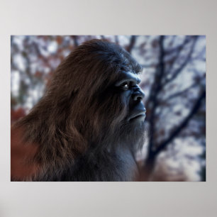 AFFICHE PORTRAIT DE SASQUATCH BIGFOOT DANS LE PROFIL DE DU
