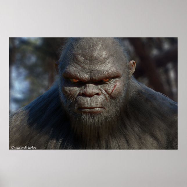 AFFICHE PORTRAIT DE SASQUATCH BIGFOOT FERMER III (Devant)