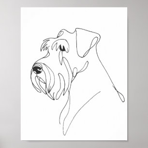 Affiche Portrait de Schnauzer peinte à la main