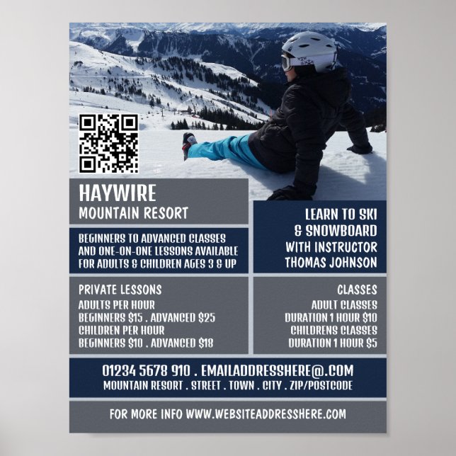 Affiche Portrait de skieur, leçons de ski/snowboard (Devant)