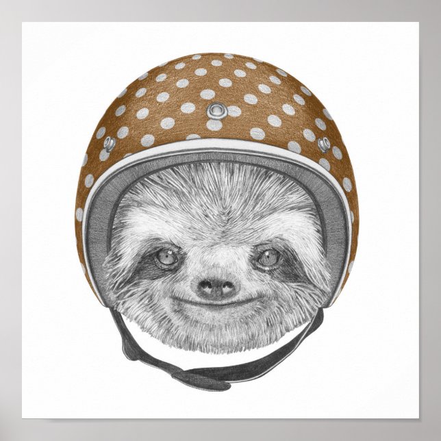 Affiche Portrait De Sloth | Casque moto (Devant)