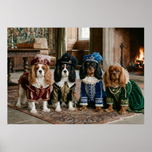 Affiche Portrait de Spaniels de la Cour de la Renaissance