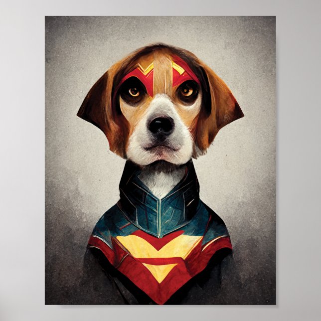 Affiche Portrait de Superhero Dog | (Devant)