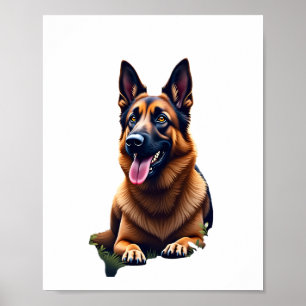 Affiche Portrait de tête de chien berger allemand Amateur