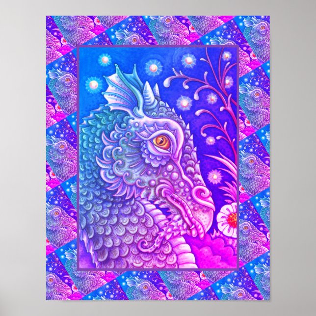 AFFICHE PORTRAIT DE TÊTE DE DRAGON MÉDIÉVAL, IMAGINAIRE SI (Devant)
