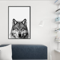 Portrait de tête de loup noir blanc