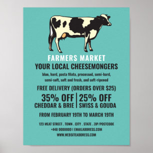 Affiche Portrait de vache laitière, Cheesemonger Publicité