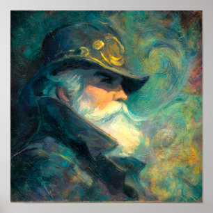 Affiche Portrait de vieil homme hivernal vintage