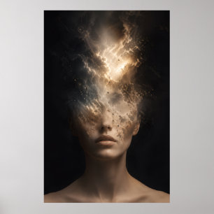 Affiche Portrait de visage éthéré se dissolvant Esprit s