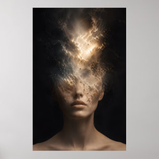 Affiche Portrait de visage éthéré se dissolvant | Esprit s