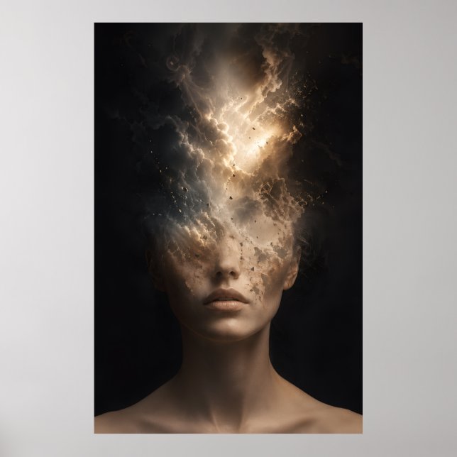Affiche Portrait de visage éthéré se dissolvant | Esprit s (Devant)