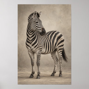 Affiche Portrait de zèbre dans une lumière neutre douce su