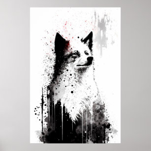 Affiche Portrait d'encre d'un renard