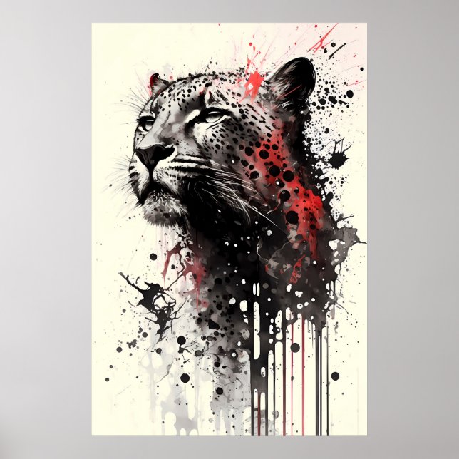 Affiche Portrait d'encre Jaguar (Devant)