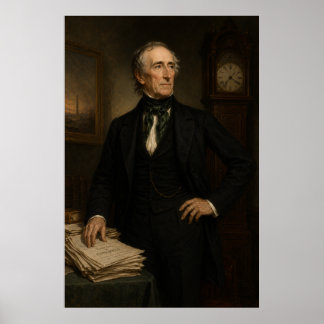 Affiche Portrait d'étude de John Tyler, président vintage