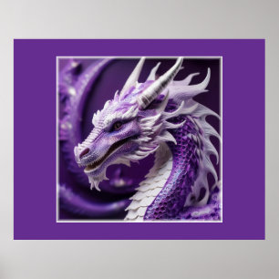 Affiche Portrait D'Imaginaire D'Un Dragon Violet Et Blanc