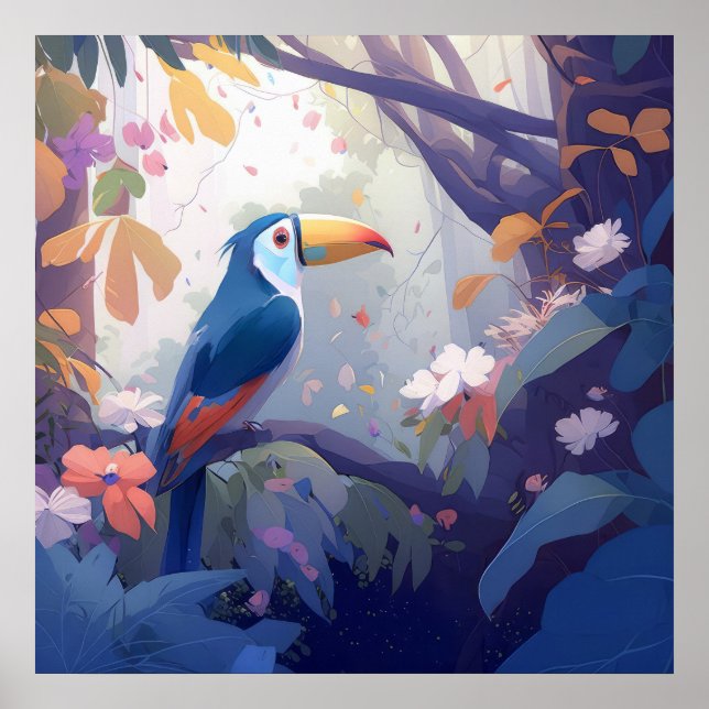 Affiche Portrait d'oiseaux du Toucan Peinture d'animaux Fa (Devant)